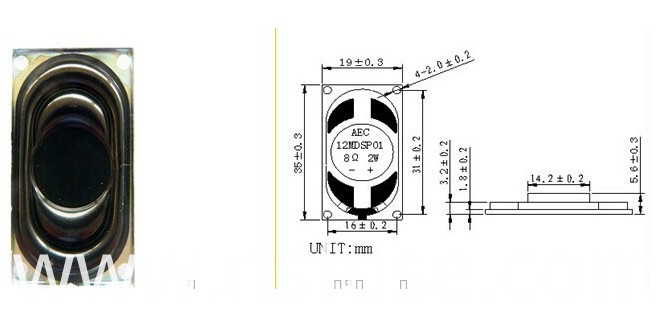 Fbsp1935 19*35mm 8ohm 2W Loudspeaker Conponents with Mounting Hole (Fbele)